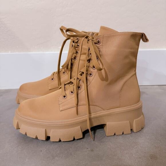 Steve Maden Thora Nylon Lace Up Chunky Combat Lug Boots Gorpcore Tan Size 9 NWT - Picture 4 of 12